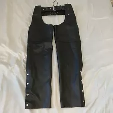 Genuine Leather Women’s Motorcycle Riding Chaps Size Small Black