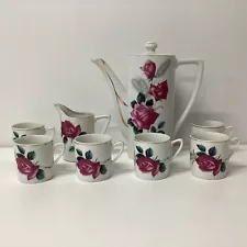 8pc Castle Crown Japan Floral Bone China Coffee Set - Service For 6 (J3) W#939