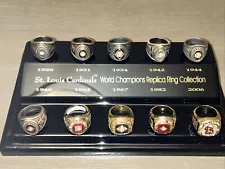 ST LOUIS CARDINALS WORLD SERIES CHAMPIONSHIP RINGS DISPLAY CASE 10 RINGS