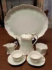 Antique Weimar Germany Porcelain Tea Set for Two With Serving Tray - 9 Pieces