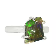 Smoked / TreatedChalama Black Opal Rough 925 Silver Jewelry Ring s.6 ALLR-15259