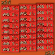 x24 JOB Rolling Papers 1 1/4 Orange Red Slow Burning Cigarette Papers (24 Packs)