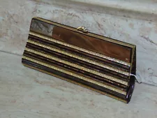 NWT 50s VTG inspired Brown & Gold MARBLEIZED Lucite Style Plastic Clutch Purse