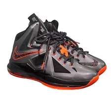 Nike LeBron 10 Lava Black Orange Gray Mens Basketball Shoes 541100-002 Size 10