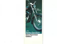 1972 Harley-Davidson Sportster 1000cc sales brochure (Reprint) $8.50