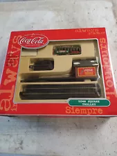 Coca Cola train set, Town Square Trolley, new in box 38 inches of straight track