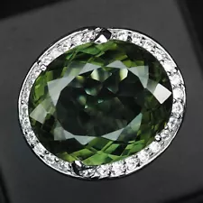 Precious Lime Green Tourmaline Oval 21.10Ct 925 Sterling Silver Handmade Rings