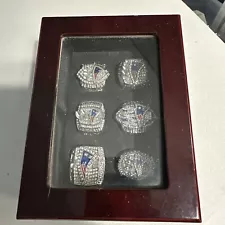 NE Patriots Replica Super Bowl Championship Rings 6 Pcs With RoseWood Gift Box