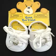 Build-A-Bear ALL-WHITE SKECHERS SNEAKERS TENNIS Teddy Shoes SILVER GLITTER HEART