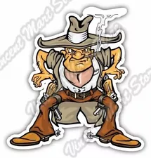 Western Cowboy Bandit Wild West Gun Shoot Car Bumper Vinyl Sticker Decal 4"X5"