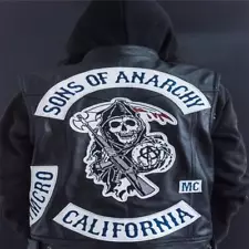 Sleeveless Sons of Anarchy Motorcycle Biker Leather Jacket Embroidery Vest