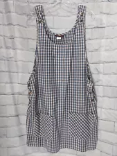 Faded Glory Vintage Women's Red White & Blue Plaid Jumper Overall Dress Size XL