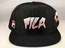 Fila Cage Vintage Snapback Cap Hat Black