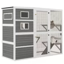 Large Cat Catio 4-Tier Cat Enclosures House For Outdoor Cats W/Weatherproof Roof