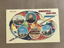 Postcard Minneapolis St Paul MN Greetings Artist Painting Palette Vintage PC