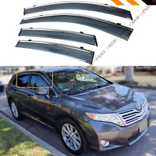 FOR 2008-2016 TOYOTA VENZA CLIP ON SMOKE TINTED SIDE WINDOW VISOR W/ CHROME TRIM (For: Toyota Venza)