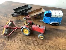 Dinky Toys No:27 Massey Harris Tractor & No 322 Disc Harrow Plus For Restoration