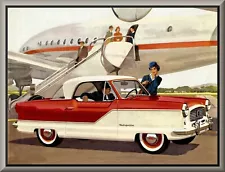 1962 Nash METROPOLITAN Coupe, Refrigerator Magnet, RED/WHITE, 42 MIL THICK