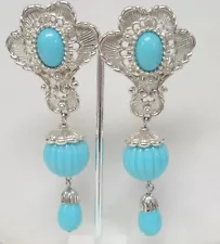 New ListingEstate Jose Maria Barrera for Avon Vintage Statement Earrings Turquoise Blue