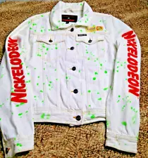 Nickelodeon Members Only Rugrats Reptar Bar White Denim Trucker Jacket Women's L