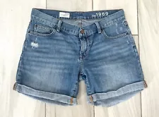 Ladies GAP 1969 Blue Denim Sexy Boyfriend Distressed Shorts Size 27/4 - Small