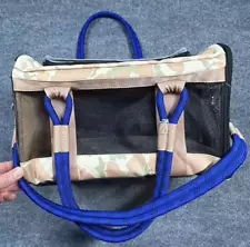 Roverlund Large Out of Office Pet Carrier with Leash Camoflage/Blue