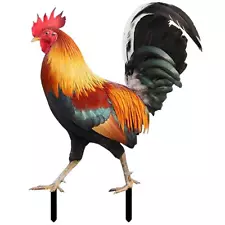 Rooster Garden Decor 2D Acrylic Garden Sculpture For Yard Garden Chicken Statue