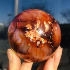 540G grams of natural red agate crystal ball for spiritual healing D358