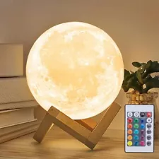 Mydethun 16 Colors LED 3D Moon Lamp 5.9 inches Home Decor with Remote Control