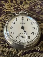 Antique Westclox Bull's Eye Mechanical Dollar Pocket Watch Works & Keeps Time