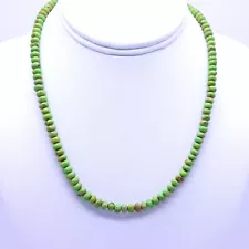 6mm Lime Green Kingman Arizona Turquoise Southwestern Beaded Gemstone Necklace