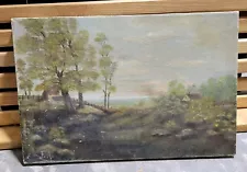 18×12" 1930s/1940s Lake Michigan Landscape Oil Painting Signed F.A.