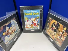 Lot Of 3 Carl Barks Signed "DuckTales" Disney Prints Matted