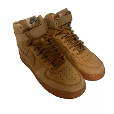 Size 6.5Y Nike Air Force 1 Flax Wheat Brown High Trainer Sneakers 922066-203