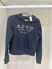 New With Tags Aeropostale Women’s Blue Silver Logo Sweatshirt Hoodie Size