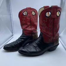 Vintage Olathe men's western cowboy boots black/red Size 10.5 D