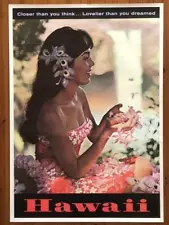 Original Vintage Travel Poster 70s "Hawaii Hula Girl4" by HAWAII Visitors Bureau