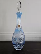 Nachtmann Traube Decanter Aquamarine Blue Cut to Clear Crystal 15 1/4" Tall