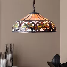 Tiffany Style Lamp Hanging Ceiling Chandelier Pendant Lighting Stained Glass 18"