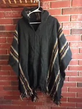 Dark Gray Hooded Poncho Men