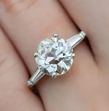 Old European Cut Moissanite Engagement Ring Round Cut 3 Stone Wedding Proposal