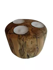 handmade log tea light candle holder spalted maple