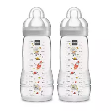 Easy Active Bottle 11 Oz 2-Count, Fast Flow Baby Bottles with Silicone 4+