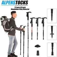 Pair of 2 Trekking Poles Walking Hiking Sticks Anti-shock Adjustable Alpenstock