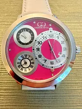 Curtis & Co 50mm Big Time World 3-Time Zone Watch - RARE PINK