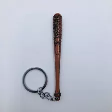 Barbed Wire Baseball Bat Keyring Bronze Negan The Walking Dead Zombie Lucille