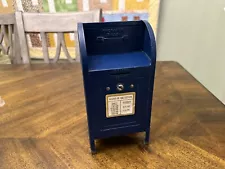 Vintage Brumberger USPS Mailbox Piggy Bank Metal Blue No Key 9" Brooklyn USA