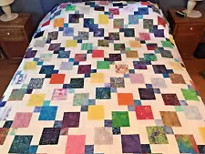 Queen Size Patchwork Quilt Top, 72" x 84", Multi-Color, Quilt Tops for Sale