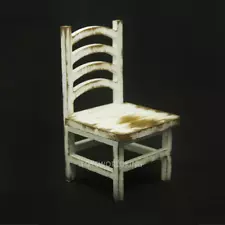 1/6 Scale Chair Old Dirty Looking Painted Wooden Model Mini Toy For 12 in Doll