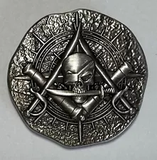 Piece of Eight Pirate Challenge coin Freemason Masonic, 1.75", Antique silver